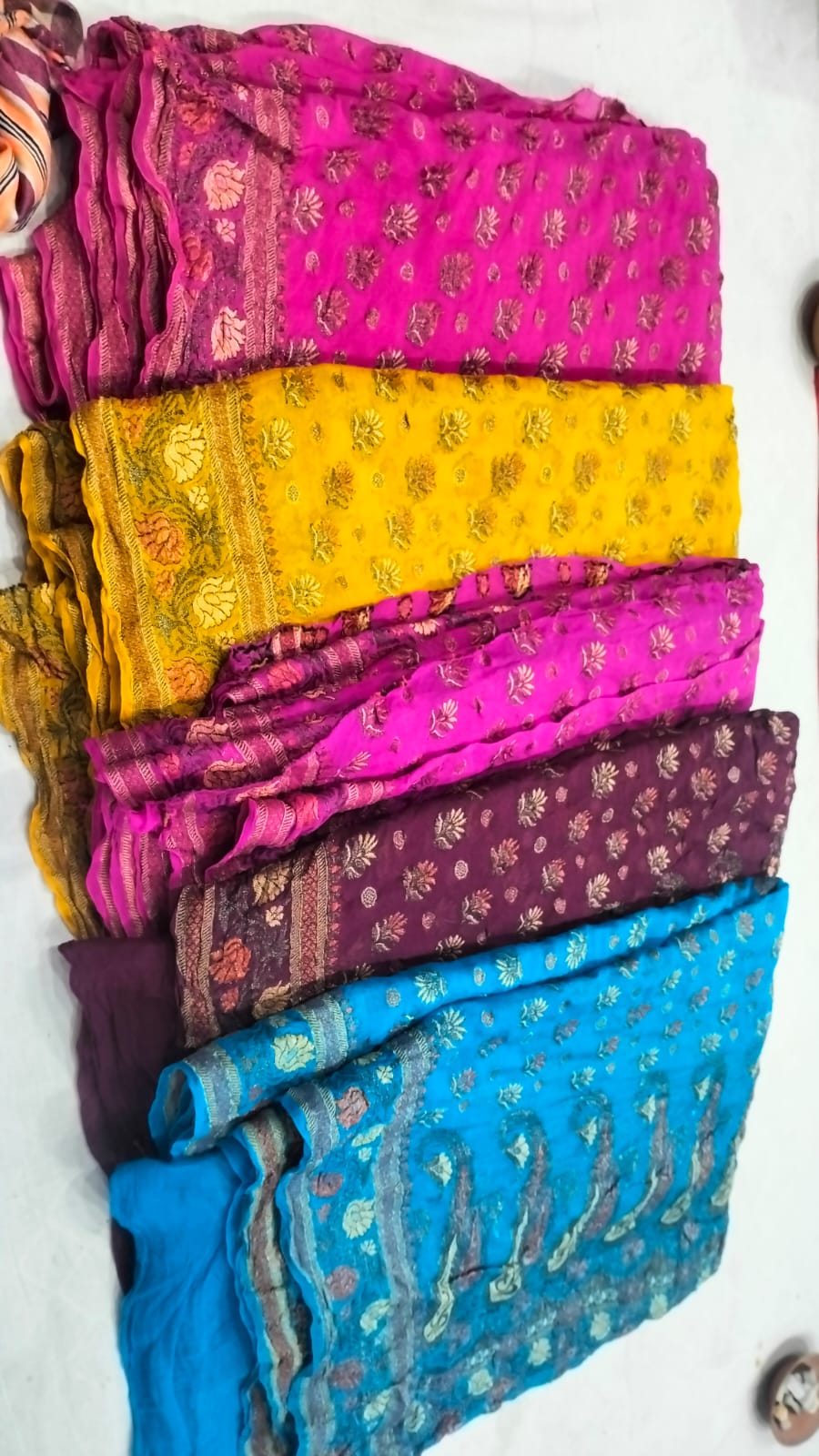 Pure Khaddi Georgette Handbrush &amp; Meenakari Saree