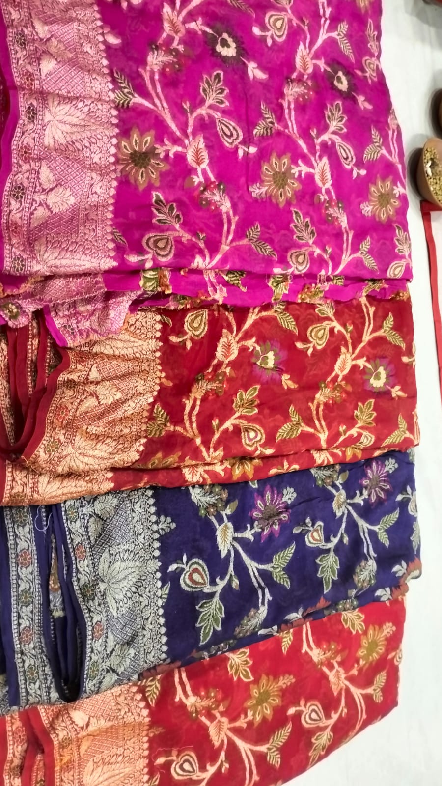 Pure Khaddi Georgette Handbrush &amp; Meenakari Saree