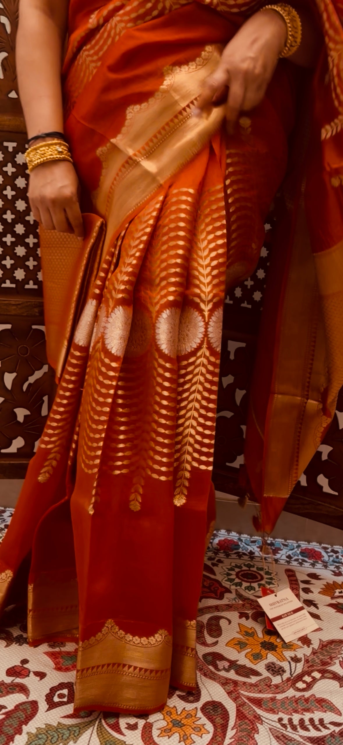 Orange Raw Silk Saree