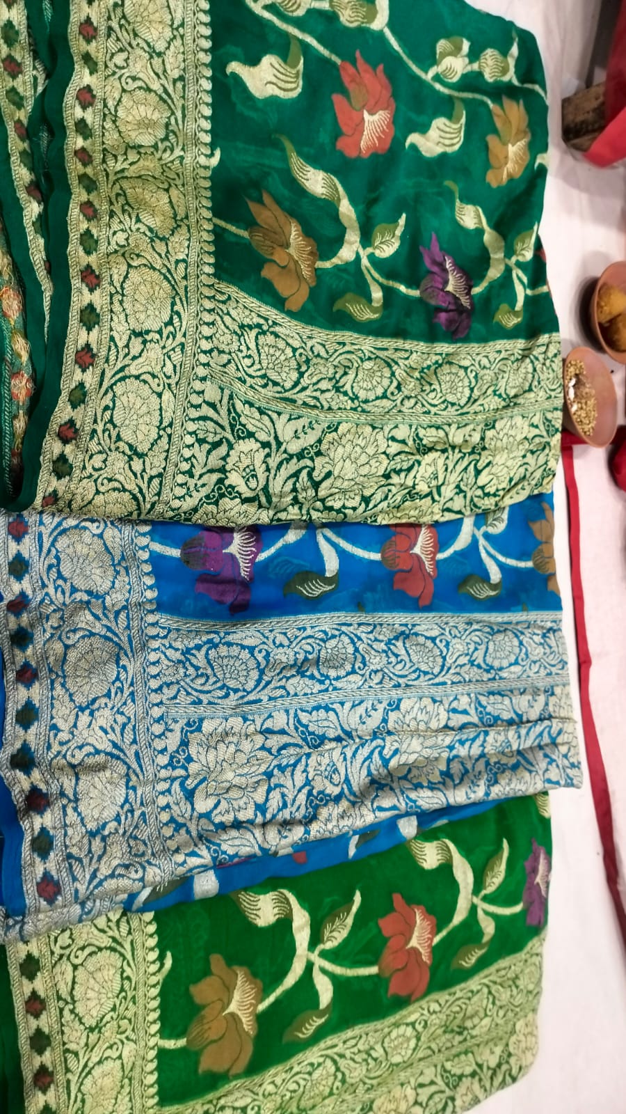 Pure Khaddi Georgette Handbrush &amp; Meenakari Saree