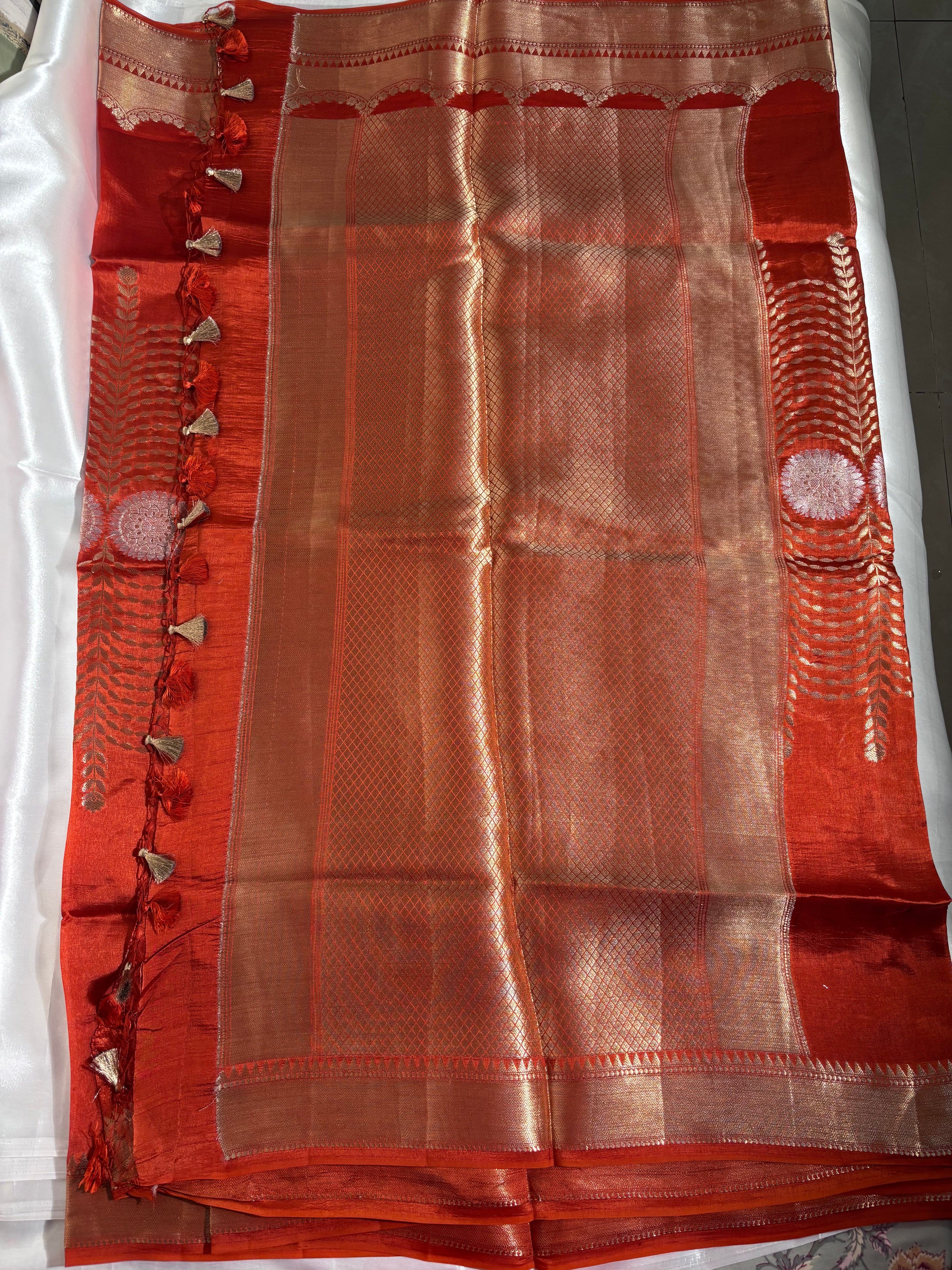 Orange Raw Silk Saree