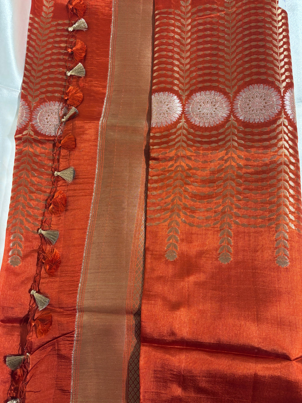 Orange Raw Silk Saree