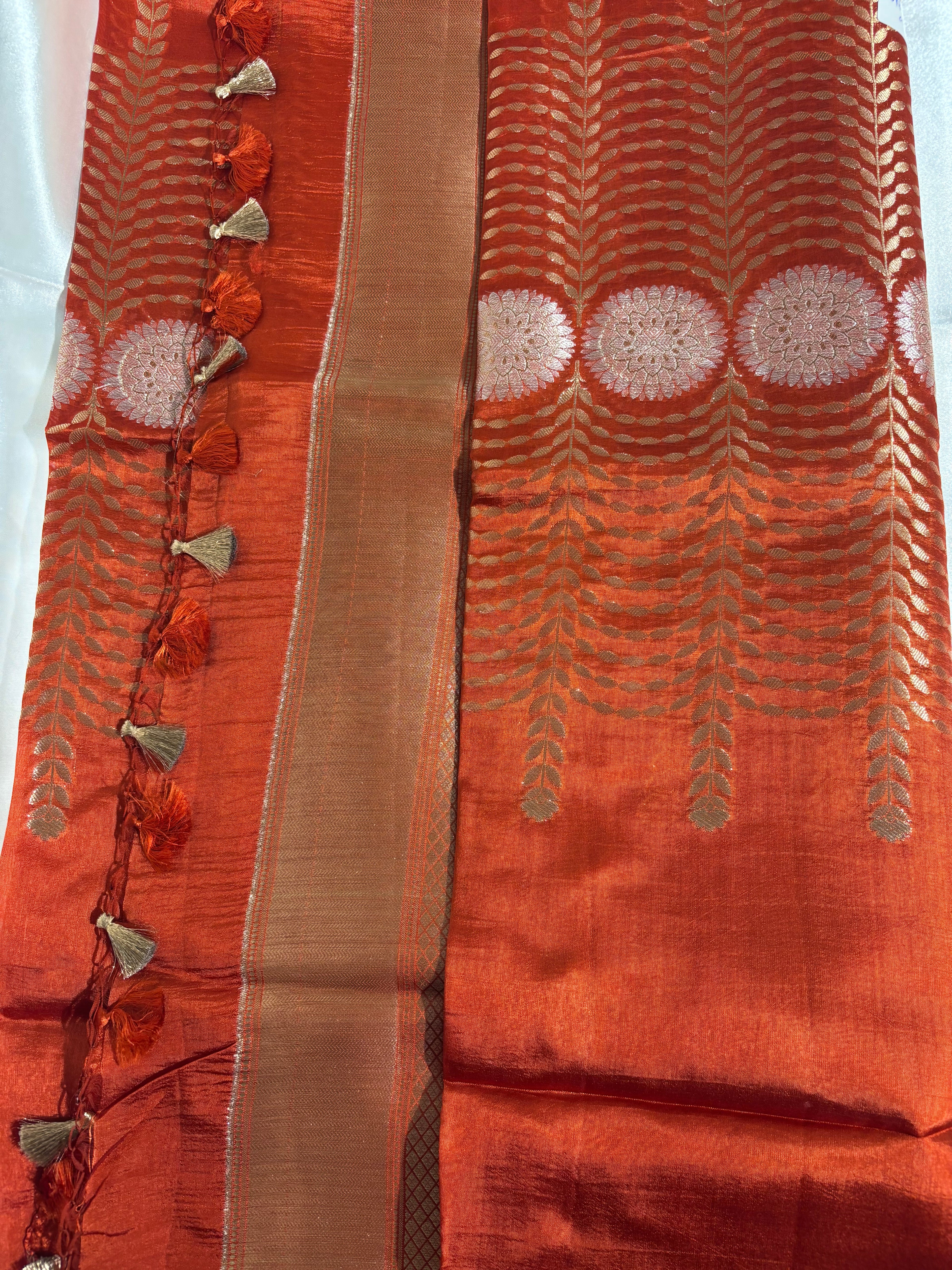 Orange Raw Silk Saree