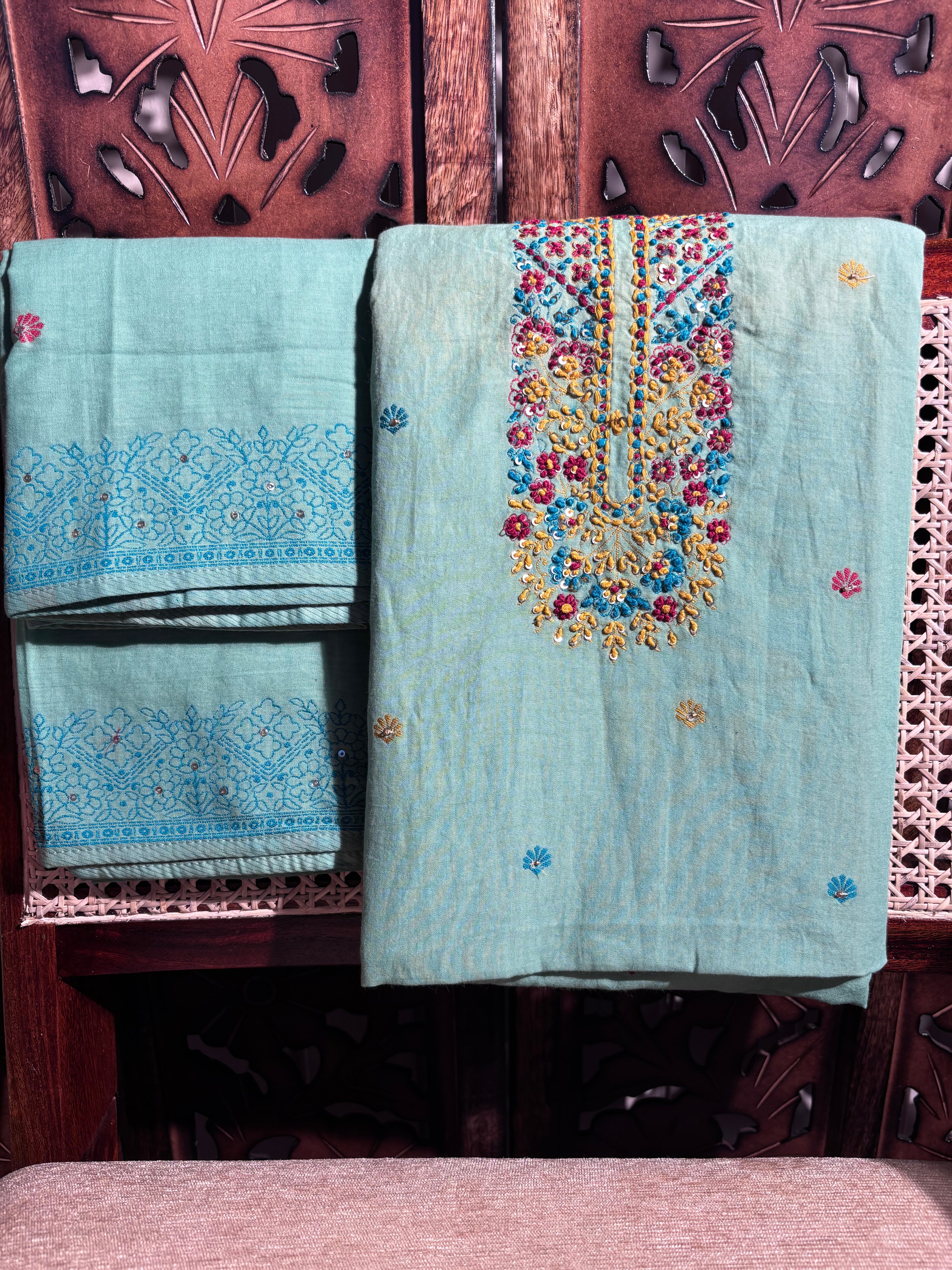 Cotton Suit with Katha Work