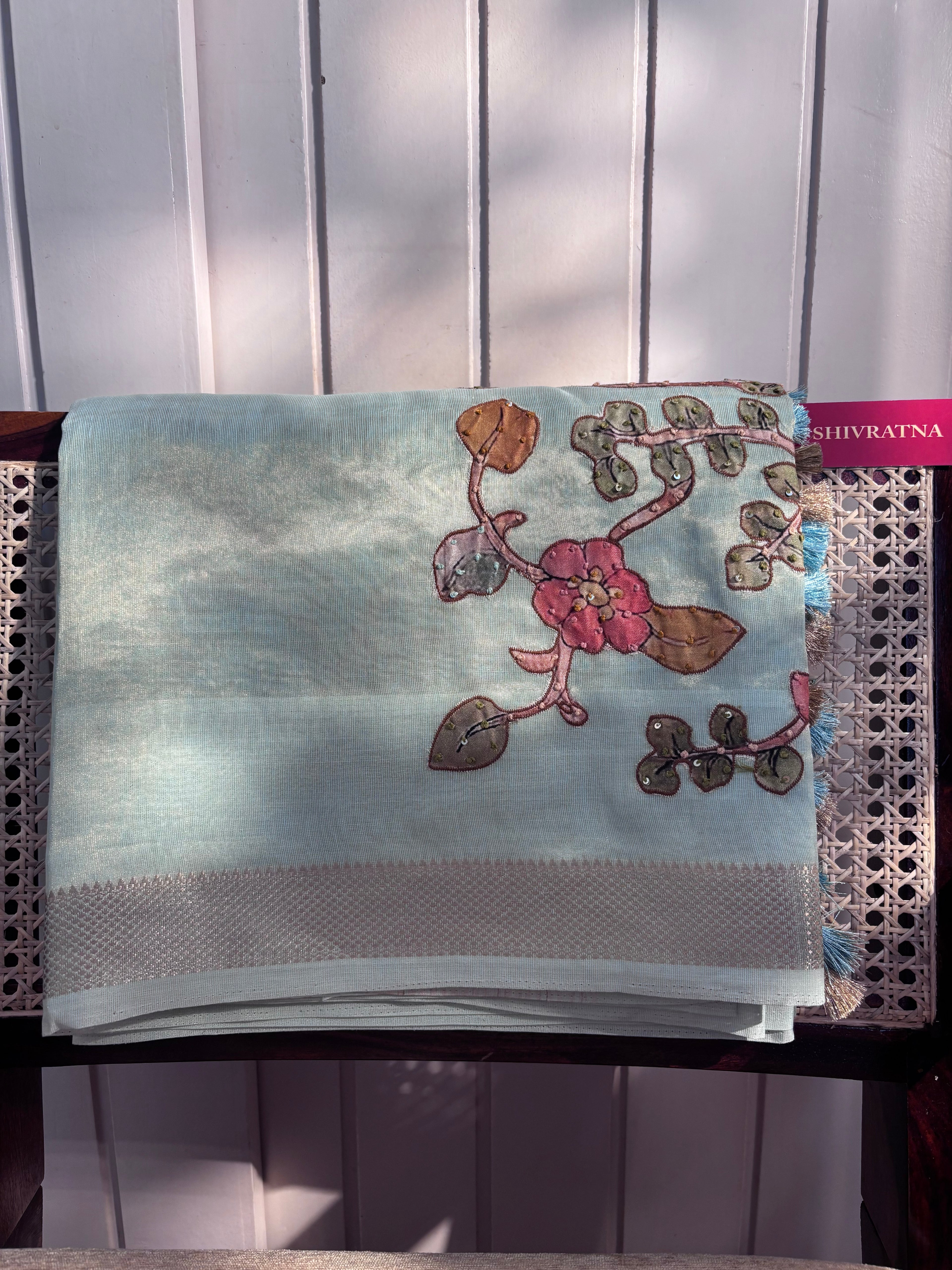 Chanderi Tissue Saree with Appliqué & Katha Work