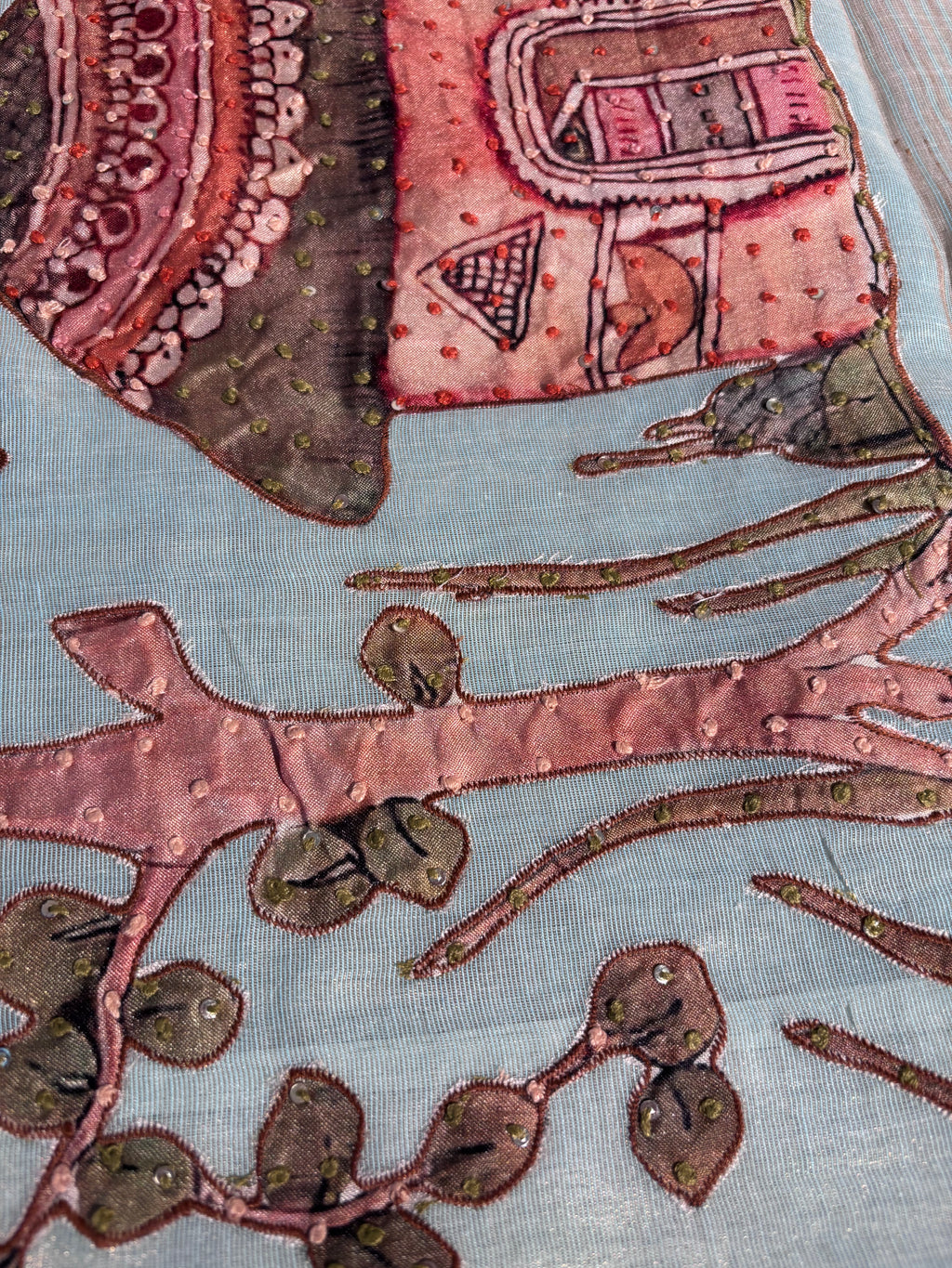 Chanderi Tissue Saree with Appliqué & Katha Work