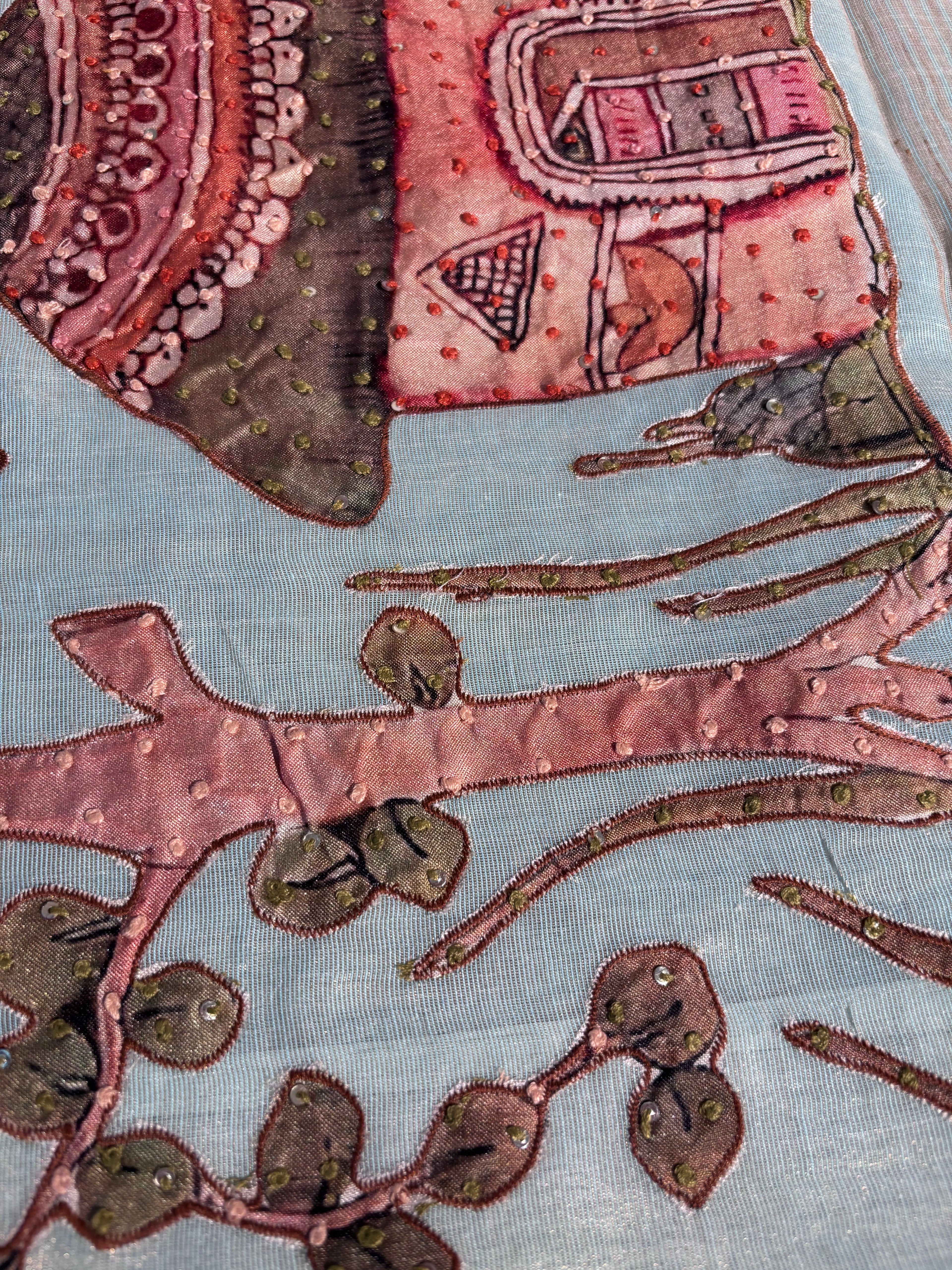 Chanderi Tissue Saree with Appliqué & Katha Work