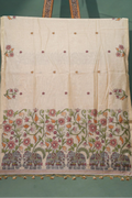 Raw Silk Saree with Handwoven Elephant & Floral Pallu