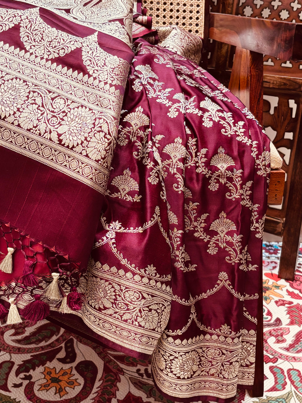 Maroon Mashroo Silk Saree