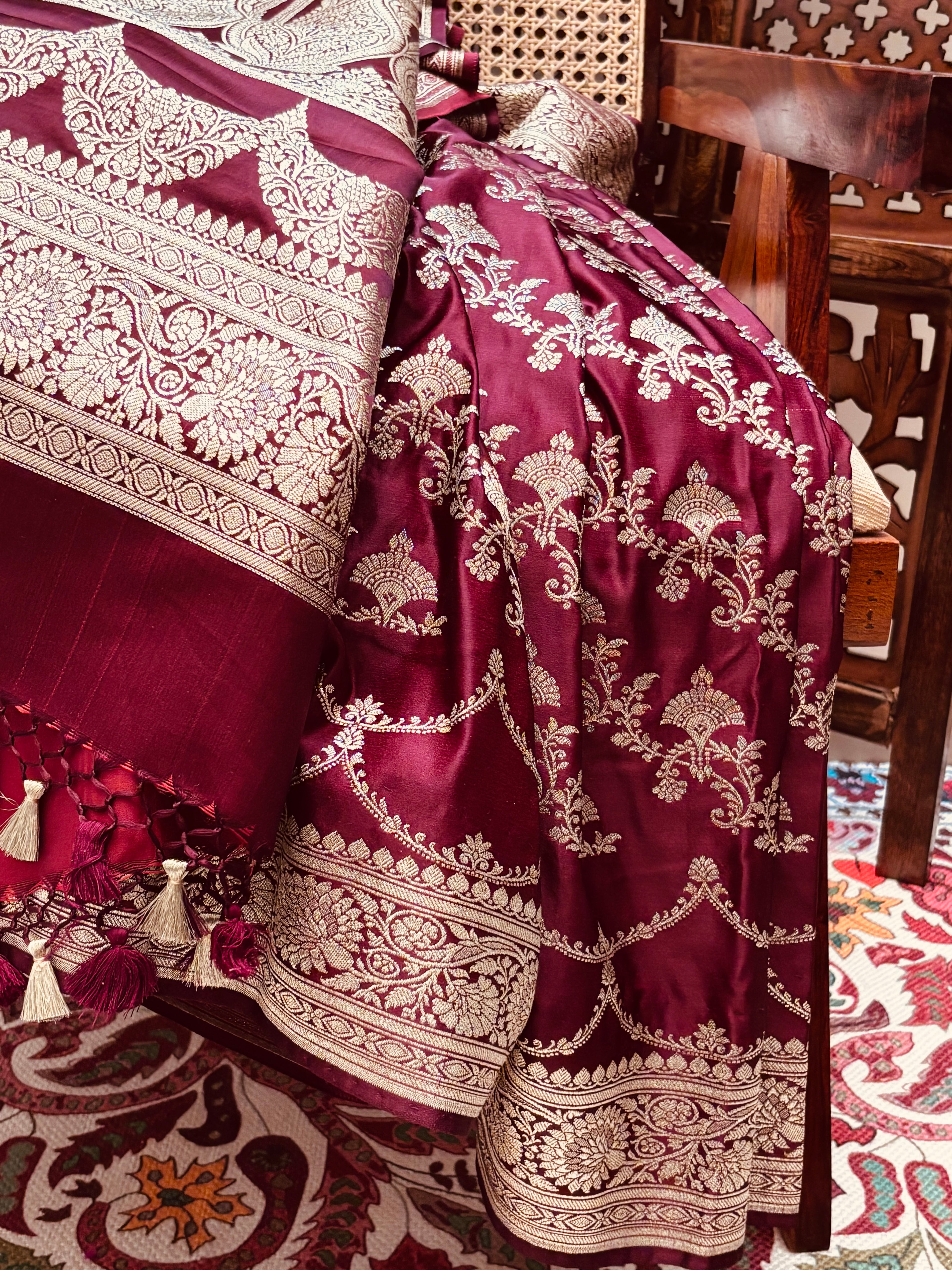 Maroon Mashroo Silk Saree