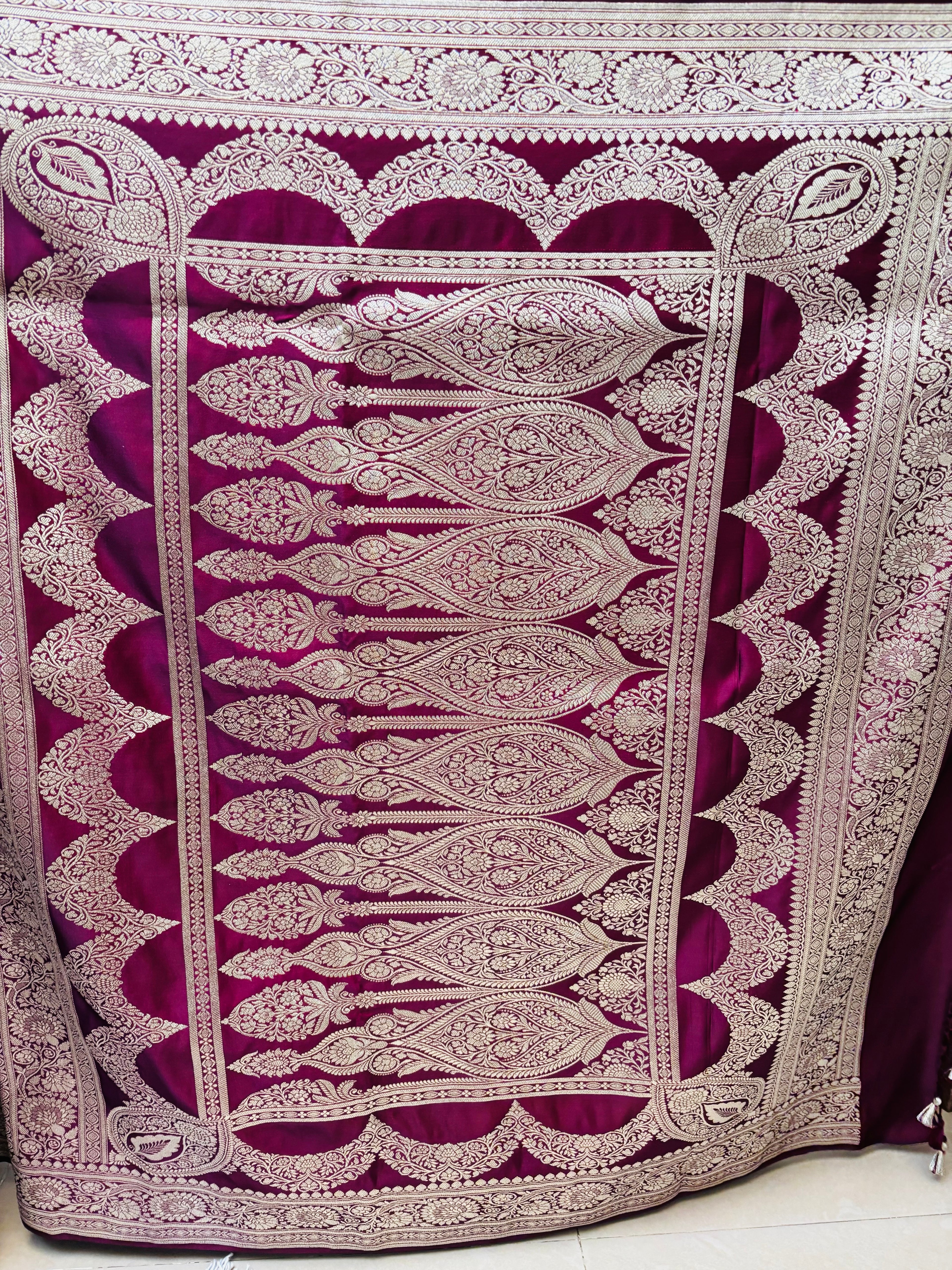 Maroon Mashroo Silk Saree