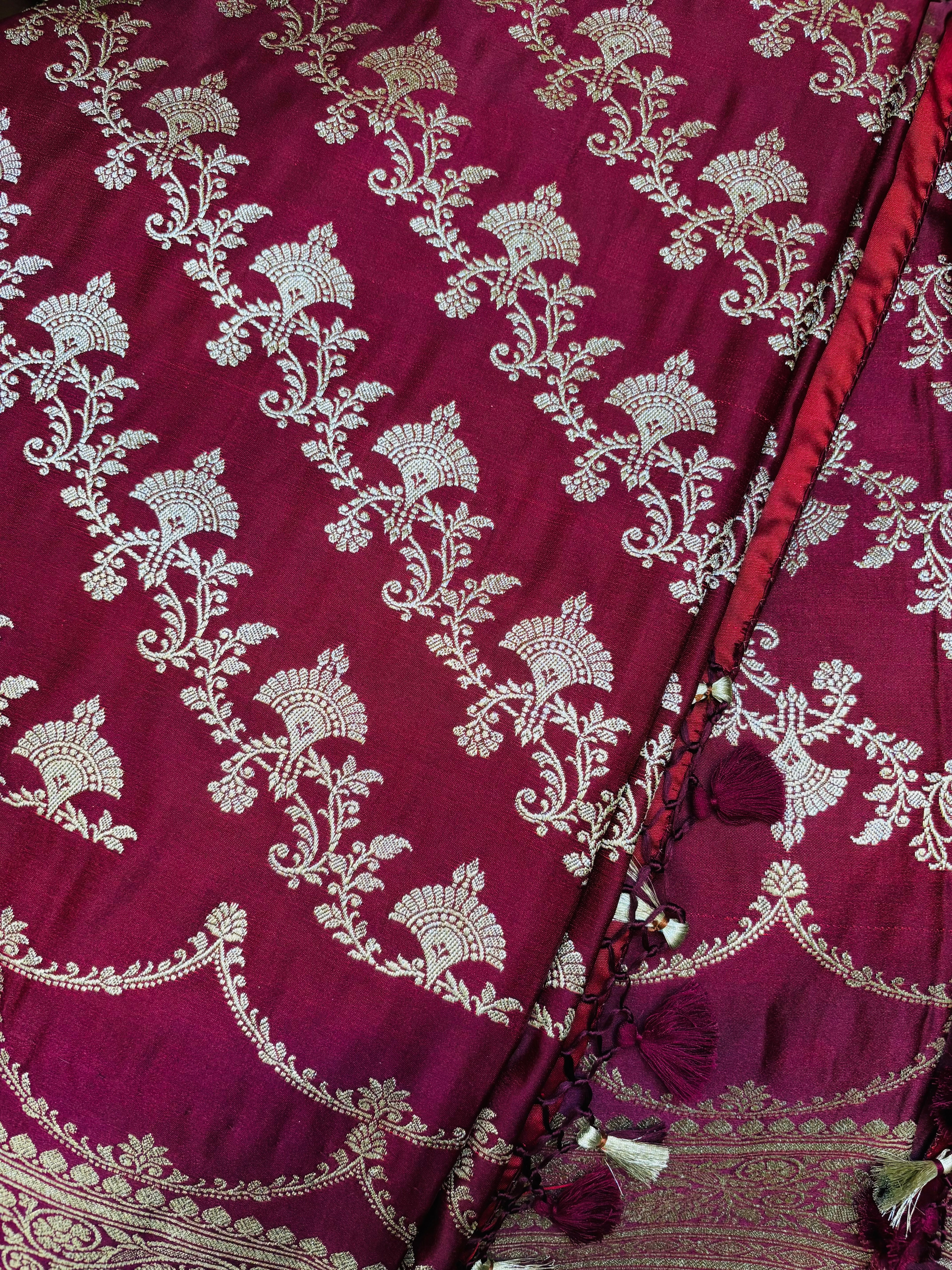 Maroon Mashroo Silk Saree