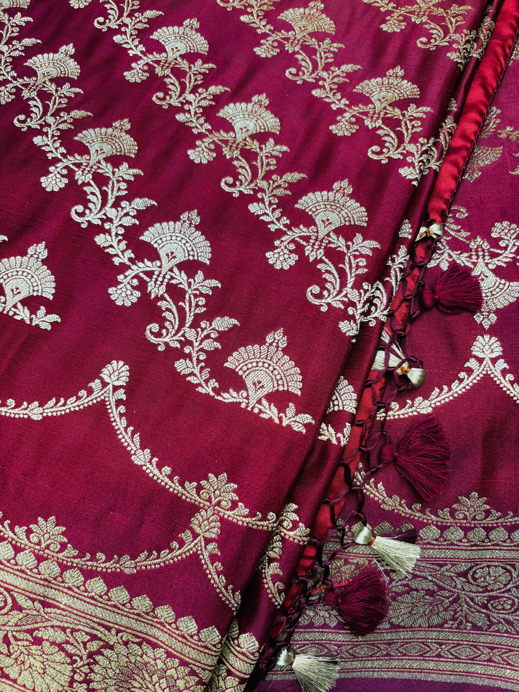Maroon Mashroo Silk Saree