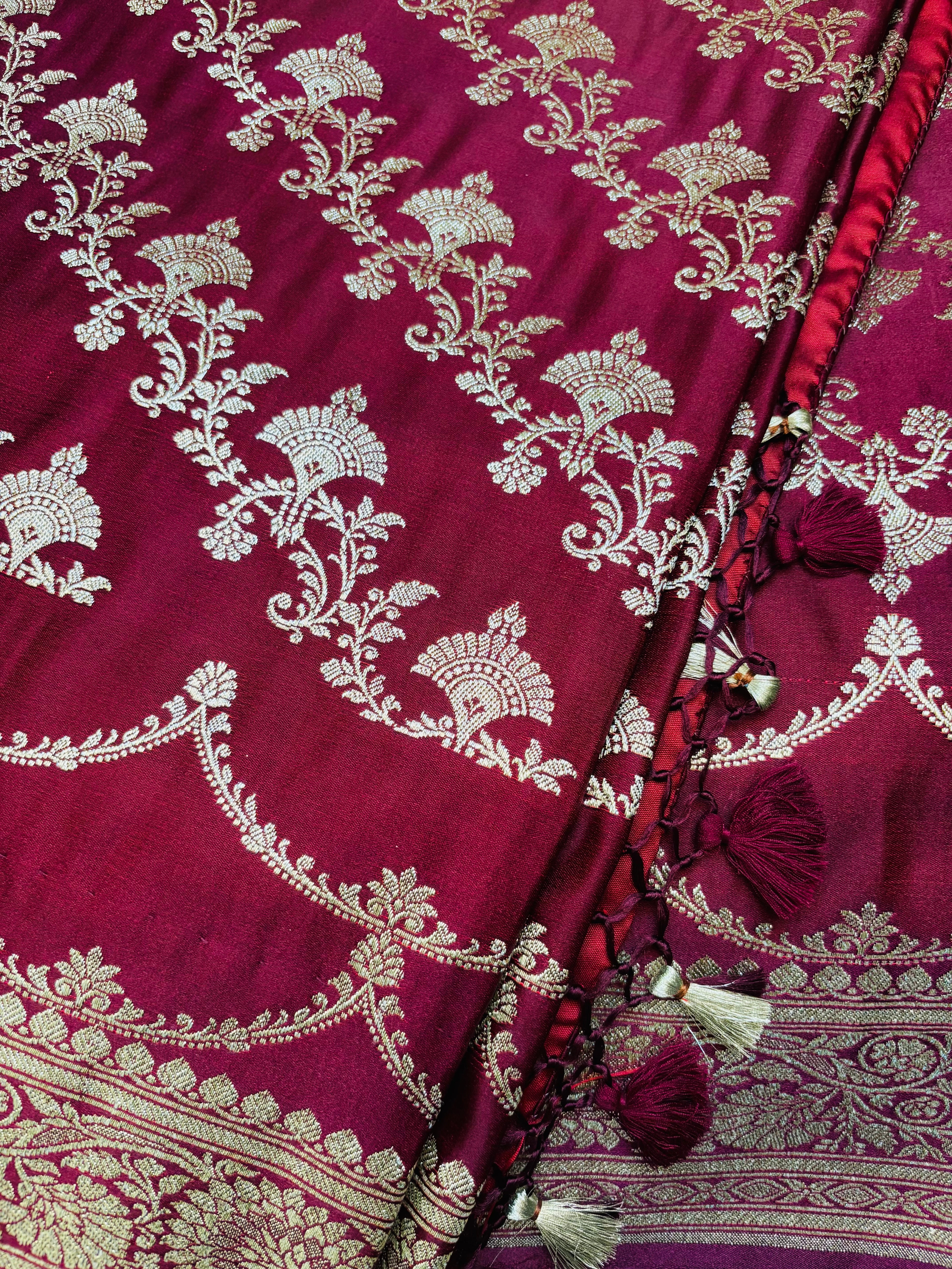 Maroon Mashroo Silk Saree