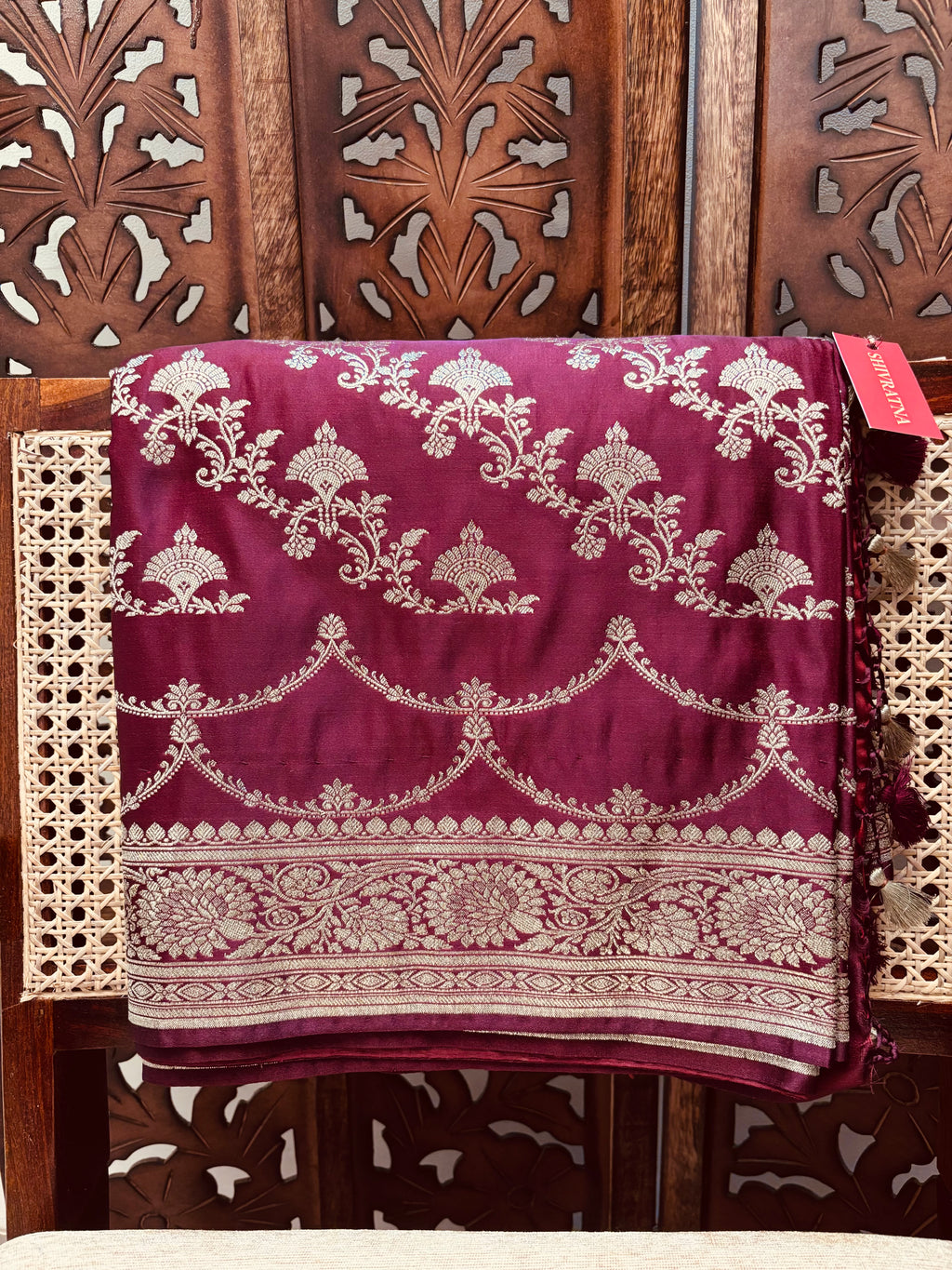 Maroon Mashroo Silk Saree