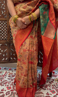 Banarasi Golden–Red Kanjivaram Silk Saree