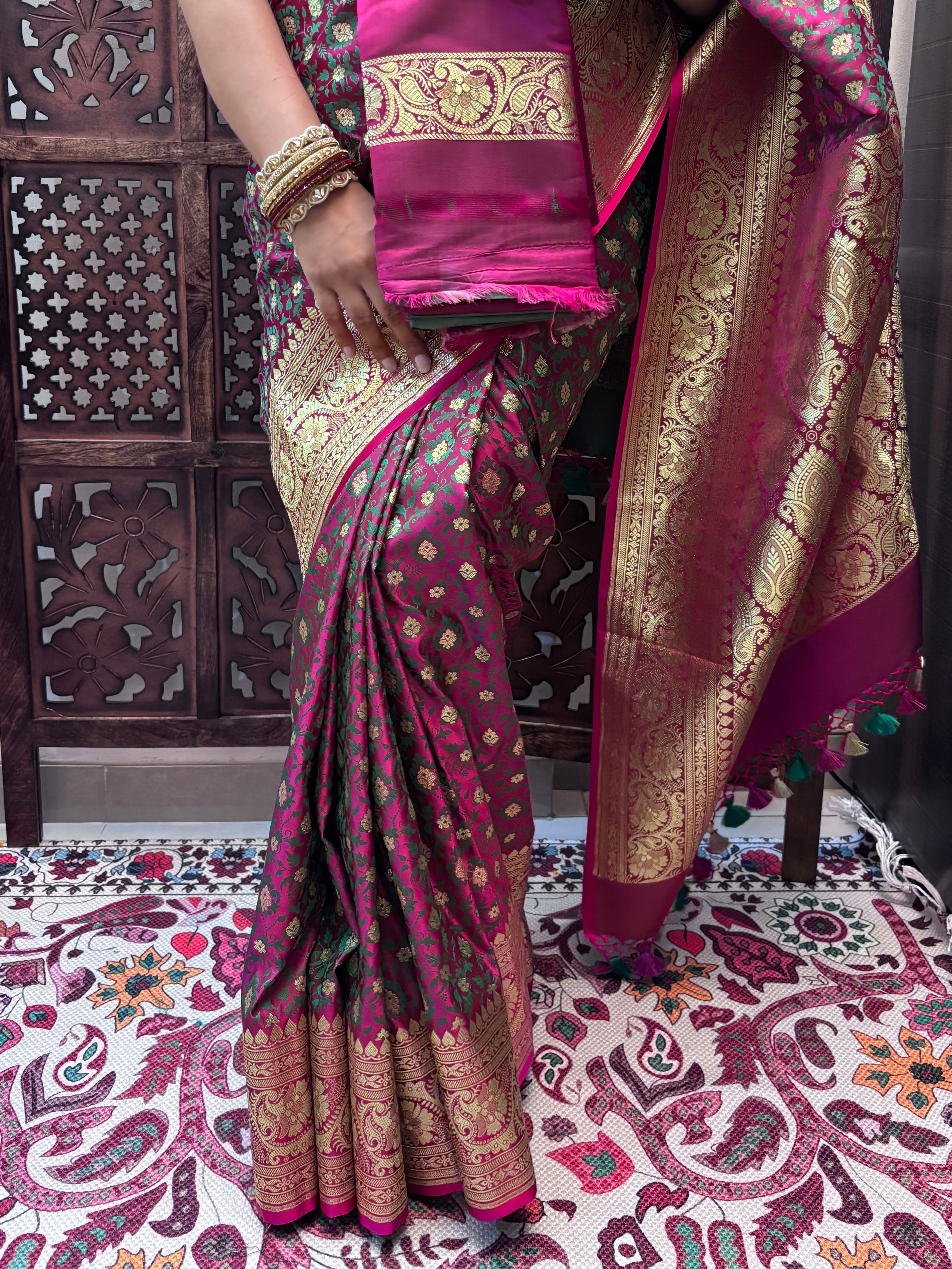 Tanchoi Meenakari Silk Saree