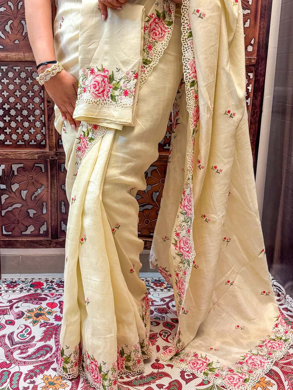 Chinon Embroidery Saree