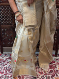 Raw Silk Saree with Velvet Weaving & Gold Zari