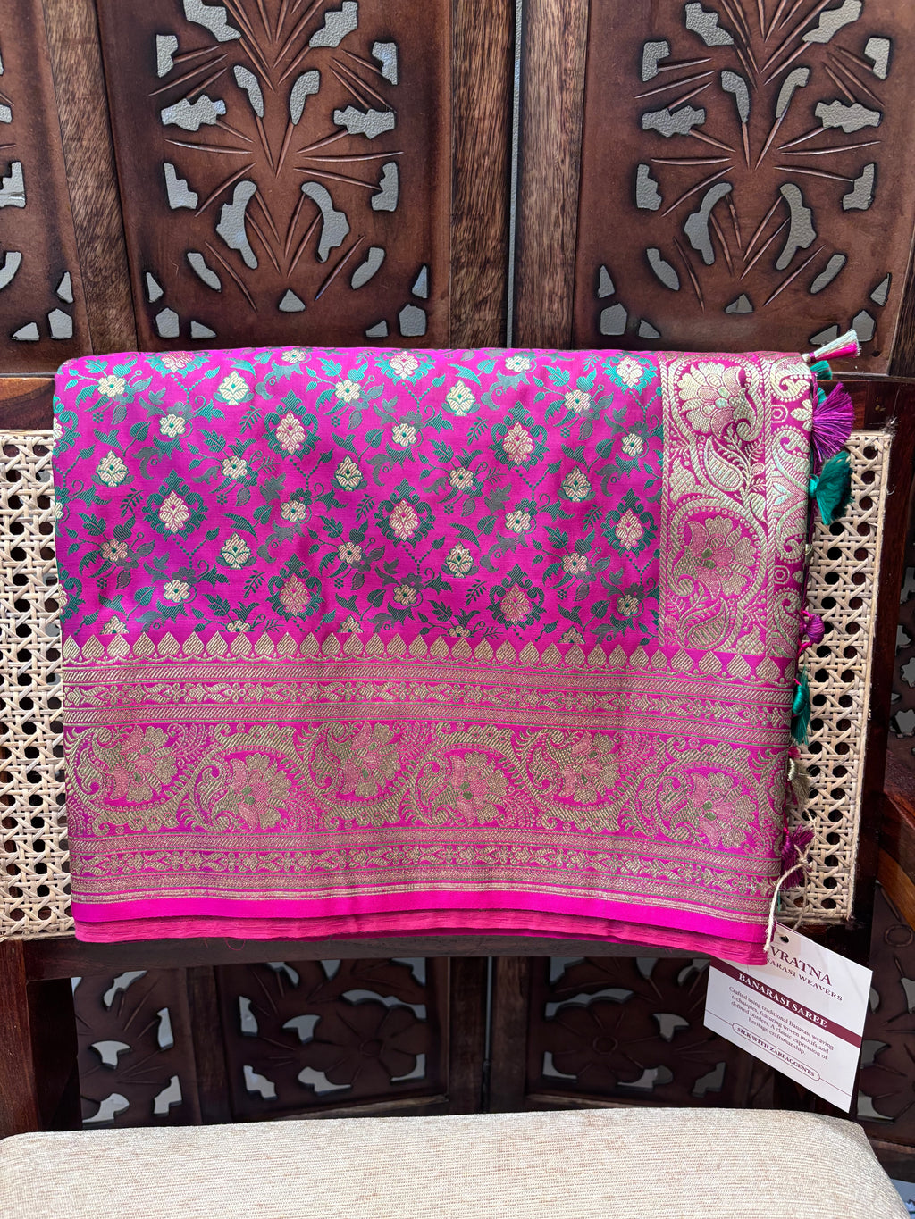 Tanchoi Meenakari Silk Saree