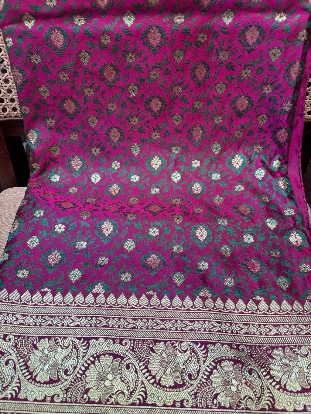 Tanchoi Meenakari Silk Saree