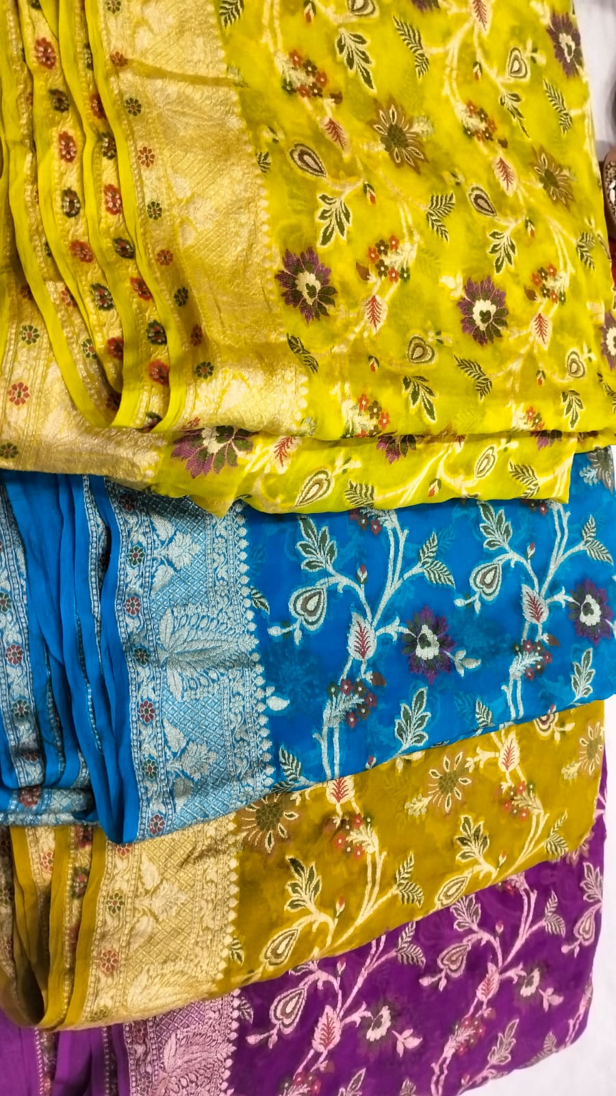 Pure Khaddi Georgette Handbrush &amp; Meenakari Saree