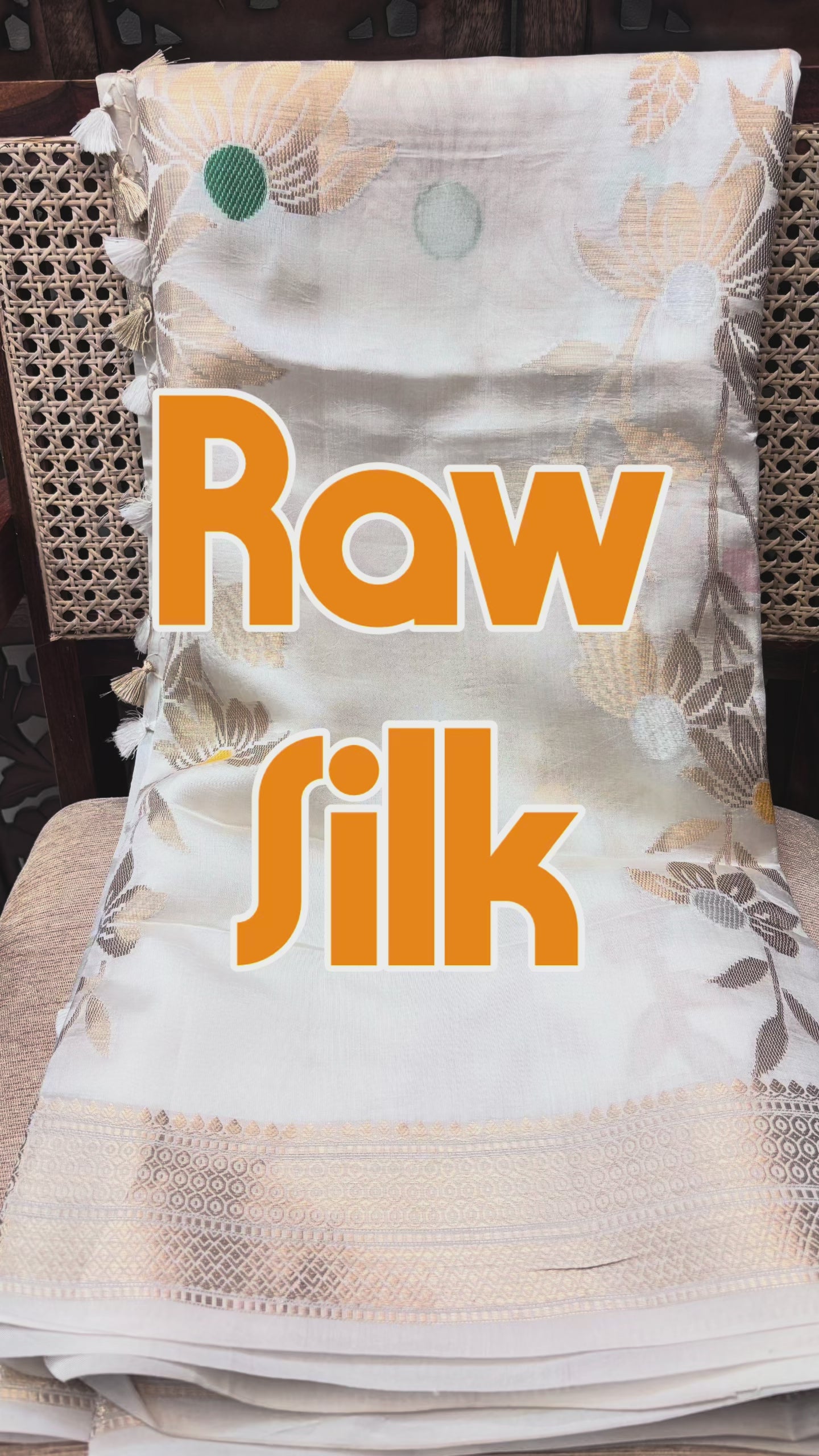 Raw Silk Saree with Velvet Weaving & Gold Zari