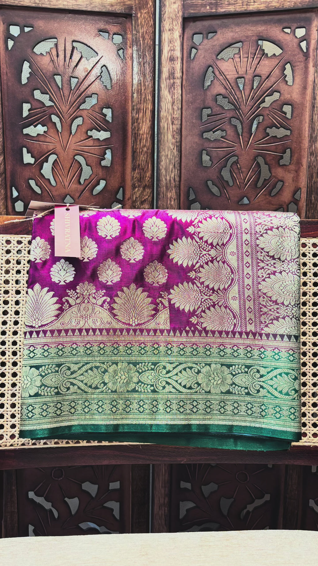 Double Colour Banarasi Silk Saree with Broad Border